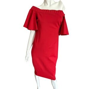 Trina Turk Women's Red Off Shoulder Dress